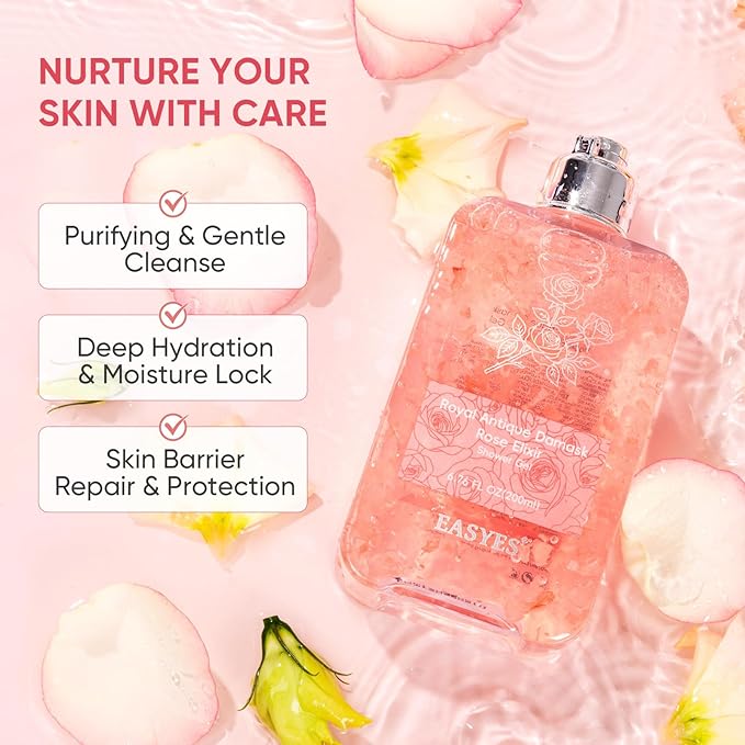 Rose Elixir Body Wash for Women – Moisturizing Shower Gel with Triple Rose Formula, Hydrating Natural Cleanser, Gentle Foaming, Multi-Oil Nourishment, 2-Pack