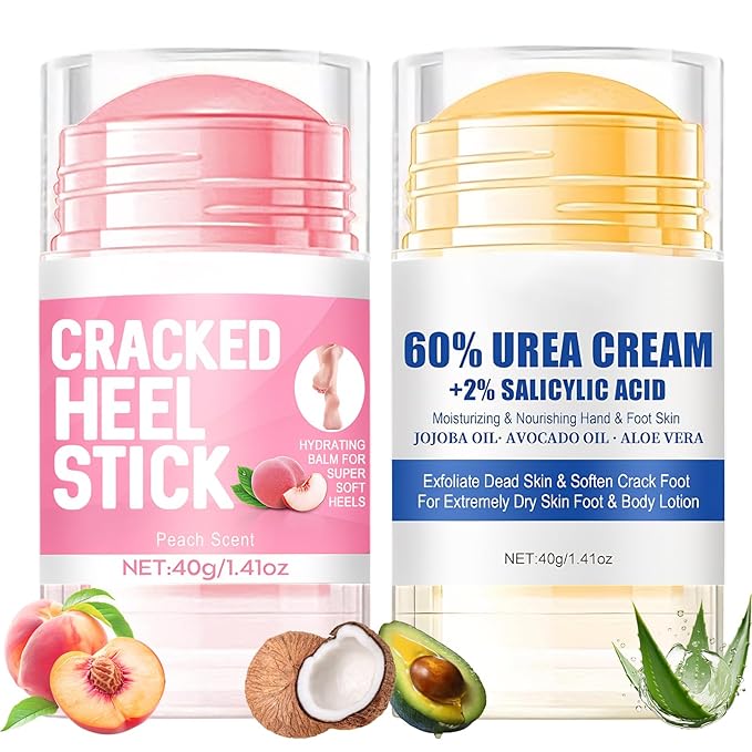 2Pcs Crack Feet Prevention Stick, Hydrating Heel Balm for Dry Cracked Feet,Moisturizing Foot Care Cream, Foot Balm Stick Intensive Repair Feets,Hands,Heels,Elbow and Knees and Softening Dry Skin