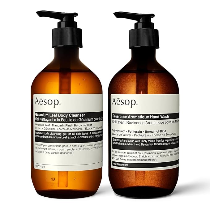 Aesop Reverence Aromatique Hand Wash & Geranium Leaf Body Cleanser | Paraben, Cruelty-Free & Vegan | 500mL/16.67oz (Set of 2)