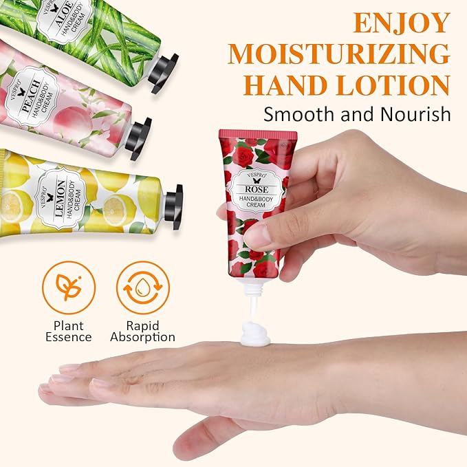 VESPRO 126 Pack Hand Cream Set, Stocking Stuffers for Women, Bulk Hand Lotion Travel Size for Dry Cracked Hands, Mini Hand Lotion for Christmas Gifts, Bridesmaid Gifts, Employee Appreciation Gifts