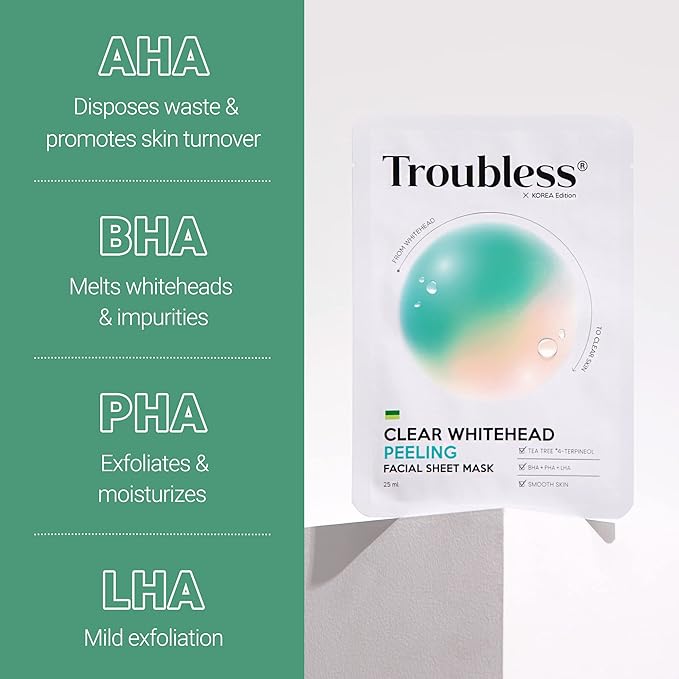 Troubless Clear Whitehead Remover Peel Off 5pcs. | Hydrating Beauty Sheets Day and Night Moisturizer for Face | White and Blackhead Remover Korean Skin Care Peel Off