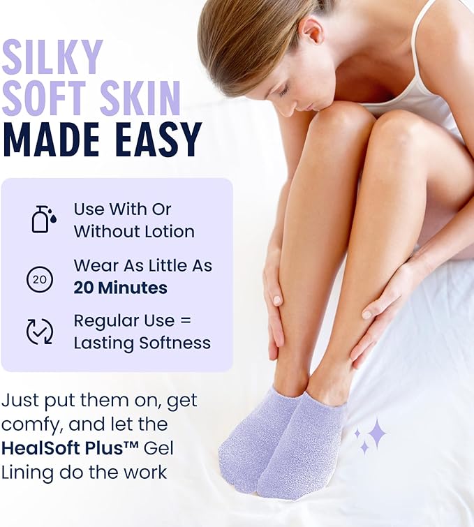Dr. Frederick’s Original Moisturizing Gel Socks for Men & Women – Dry Feet & Cracked Heel Treatment – Full Foot Gel Lining with Mango Butter, Shea Butter, Jojoba & Coconut Oil (Lilac Leisure)