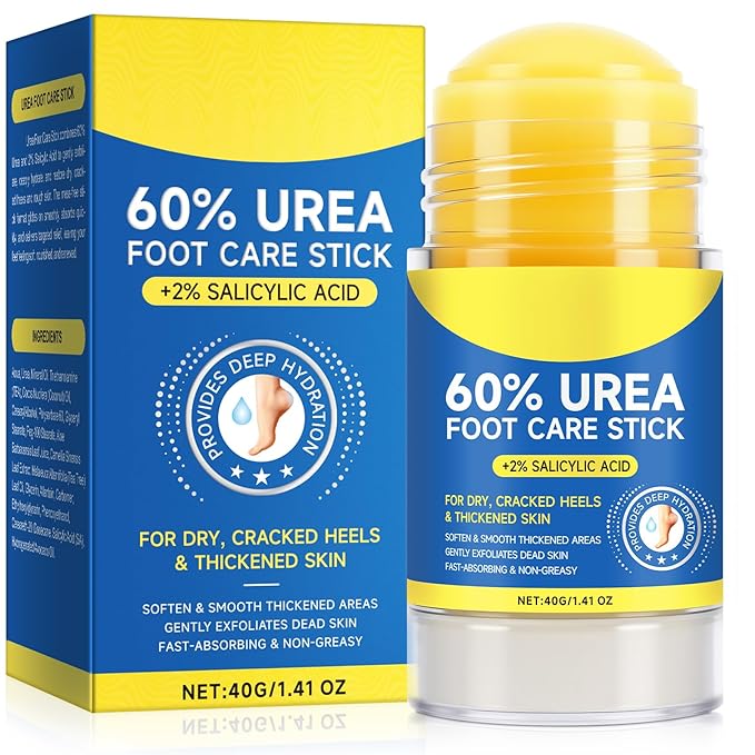Urea Cream Stick 60% plus 2% Salicylic Acid, Foot Cream Moisturizer for Dry Cracked Feet, Knees, Elbows, Hands, Moisturizes and Hydrates the Dry Skin, Skin Softener, 1.41 Oz ﻿