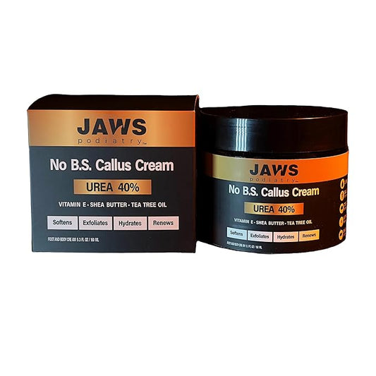 Jaws Podiatry Urea Cream Callus Cream - Foot Cream for Dry Cracked Heels Feet Knees Elbows Hands - 40% Urea Callus Remover For Feet - Soften Exfoliates Hydrates and Renews Skin