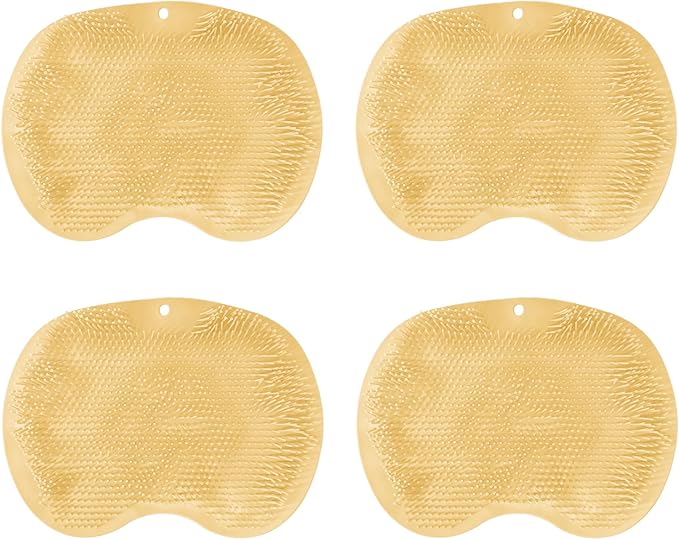 4-Pack Bath Scrubber Mat for Back Scrubbing and Foot Exfoliation - Dual-Use Shower Mats with Non-Slip Suction Cups - Soft, Durable, and Hygienic - Perfect for Full-Body Cleansing and Spa-Like Comfort