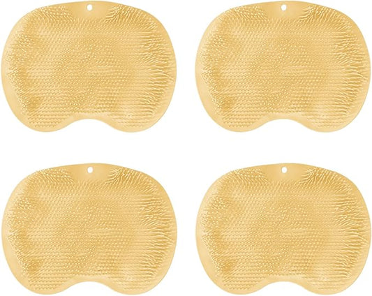 4-Pack Bath Scrubber Mat for Back Scrubbing and Foot Exfoliation - Dual-Use Shower Mats with Non-Slip Suction Cups - Soft, Durable, and Hygienic - Perfect for Full-Body Cleansing and Spa-Like Comfort