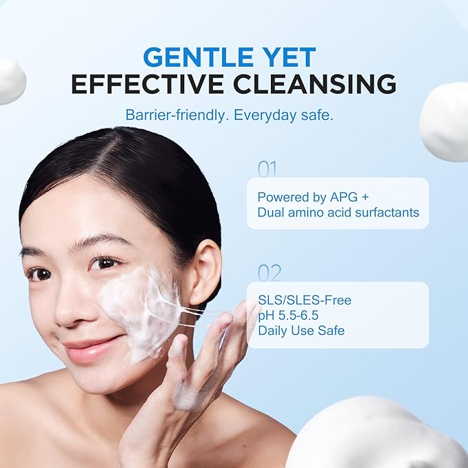 Baby Go Dewy STRING FOAM Barrier Friendly Non-Drying Facial Cleanser with APG & Plant-Powered Ingredients, Foaming Facial Cleanser Fragrance Free Sensitive Skin Friendly