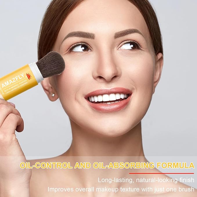 Mineral Sunscreen Setting Powder, SPF 35 Brush Sunscreen Powder for Face & Scalp, Long Lasting Lightweight Breathable, Oil Control Natural Matte Finish (#04 Pink Complexion)