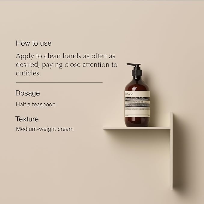 Aesop Resurrection Aromatique Hand Balm - Rich, Moisturizing Balm for Hands and Cuticles - Fragrant Botanicals and Skin-Softening Emollients - 16.9 oz