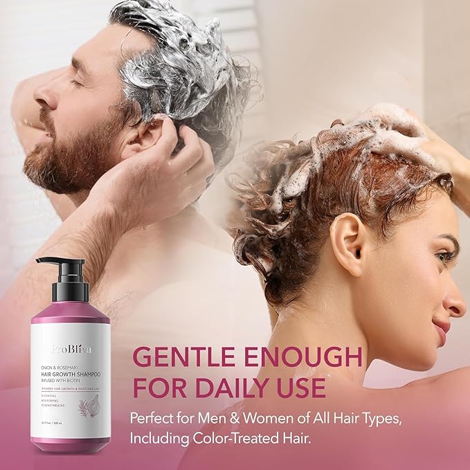 Onion & Biotin Hair Growth Shampoo: Rosemary Infused Shampoo for Hair Loss and Thinning Hair - Promotes Healthier, Thicker and Stronger Hair for Women and Men