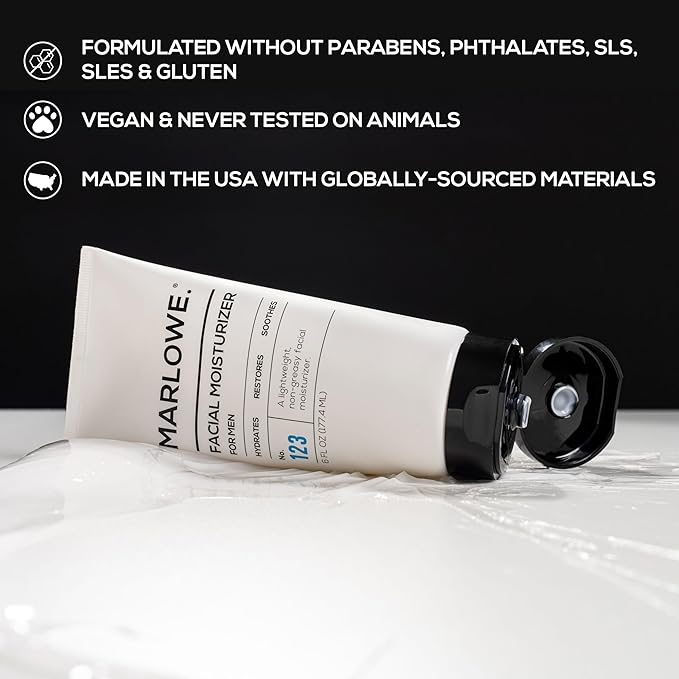 MARLOWE. Best Sellers Kit No. 203, Features Signature No. 102 Original Body Scrub Soap Bar, No. 121 Facial Cleanser & No. 123 Facial Moisturizer, Great Gift for Men