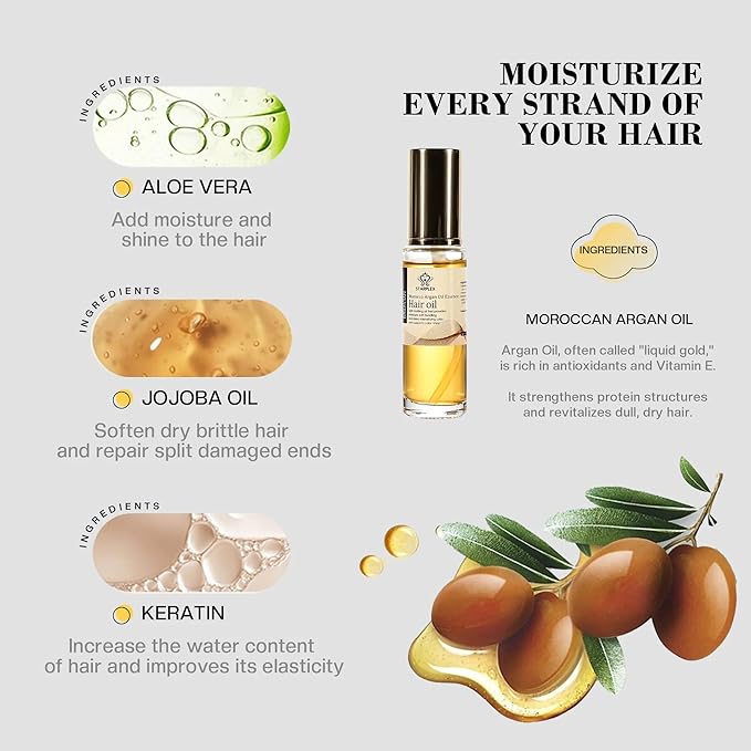 Morocco Argan Oil for Hair Treatment - Deep Moisturizing Hair Oil for Dry Damaged Hair - Natural Hair Care Oil for Soft Bonding and Shine Intensifying - 50ml