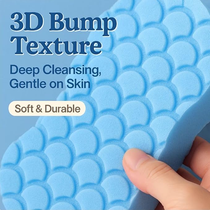 Magic Exfoliating Bath Sponge - 3D Exfoliating Bath Sponge for Dead Skin Removal, Skin-Friendly Exfoliator Also a Gentle Bath Sponge for Baby, for Adults, Kids & Pregnant Women (2Blue+2pink)