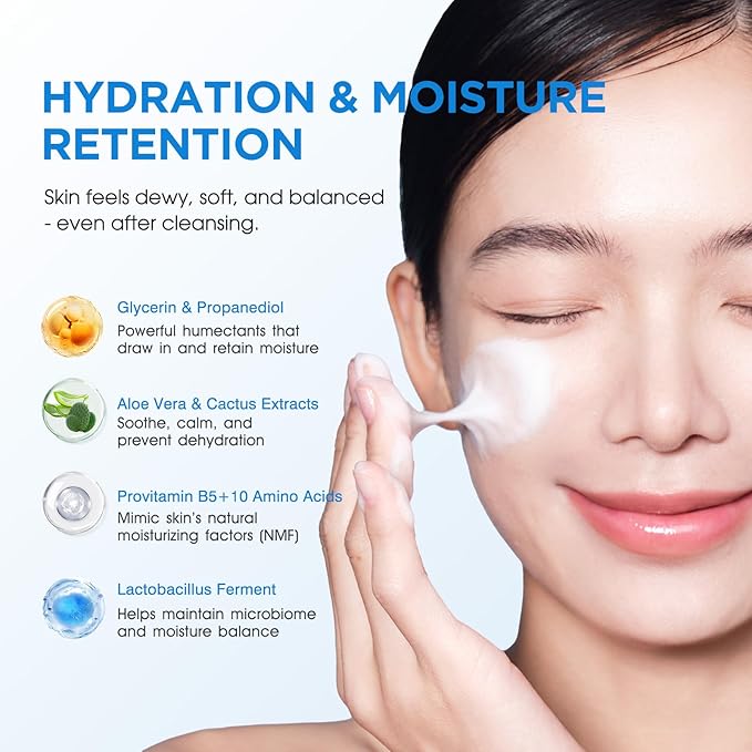 Baby Go Dewy STRING FOAM Barrier Friendly Non-Drying Facial Cleanser with APG & Plant-Powered Ingredients, Foaming Facial Cleanser Fragrance Free Sensitive Skin Friendly