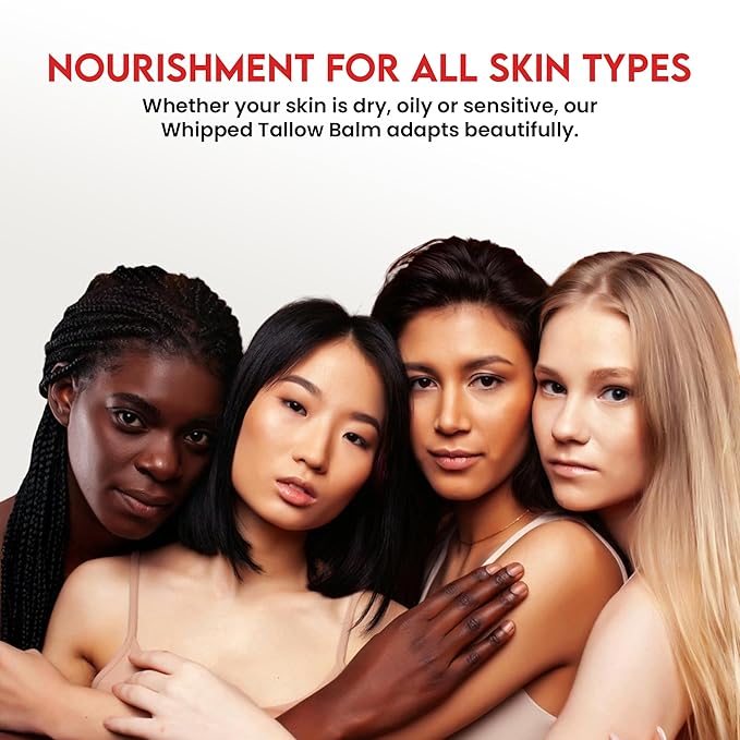 Whipped Tallow Honey Balm – Grass-Fed Beef Tallow infused with Manuka Honey, Rosehip, Jojoba & Almond Oils – No Essential Oils, Nourishing Face, Neck & Body Lotion, 100% Organic (Unscented - 2 oz)