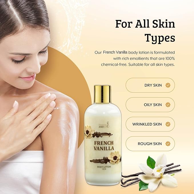 Home Spa Gift Fragrance Body Lotion Luxury Firming Scented 10oz Deep Moisturizing Fragrance Body Lotion for Women (French Vanilla)