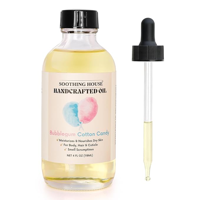 Bubblegum Cotton Candy: Moisturizing Body Oil for Soft, Glowing Skin with Almond & Jojoba Oil (4 fl oz)
