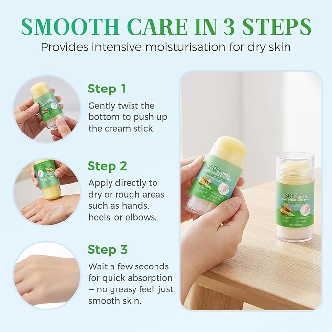 60% Urea Hydrating and Anti-Cracking Foot Cream, 2026 Upgraded Hydrating Foot Care Stick, Moisturizing Balm for Dry Cracked Heels, Hands, Knees Elbows, Foot Repair Stick (3)