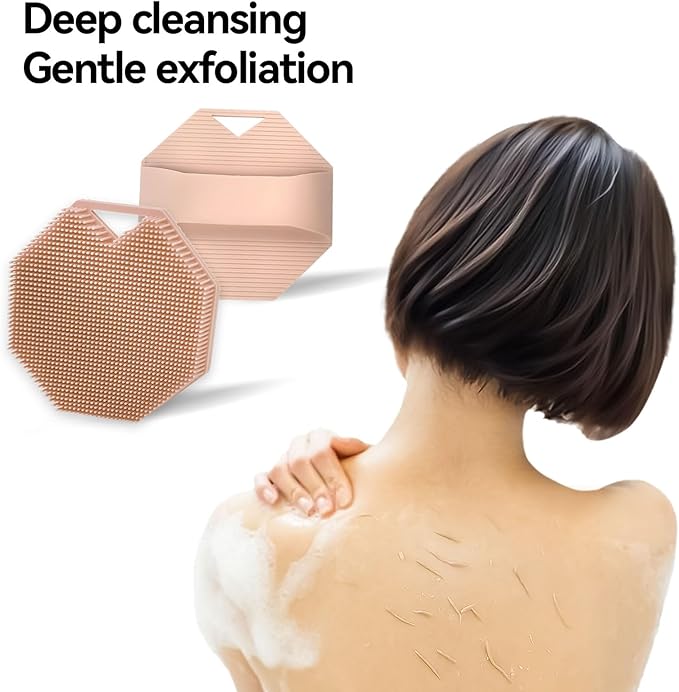 Silicone Body Scrubber, Silicone Loofah Exfoliating Body Scrubber for Shower, Long-Lasting Body Brush for All Skin Types& Lather Well Easy to Clean (Pink)