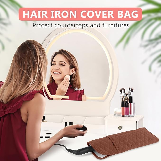 Heat Resistant Hair Tools Organizer Bag Portable Travel Storage Cover Pouch for Hair Straighteners, Curling Irons, Flat Irons and Hot Styling Tools(13.8" x 5.5")