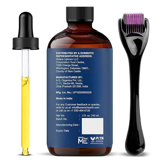 Botanic Hearth Rosemary Hair Oil 2 fl oz | With Derma Roller & Glass Bottle | Hair Growth Oil for Stronger, Thicker Hair | Lightweight, Non-Sticky Formula | Pack in Monocarton