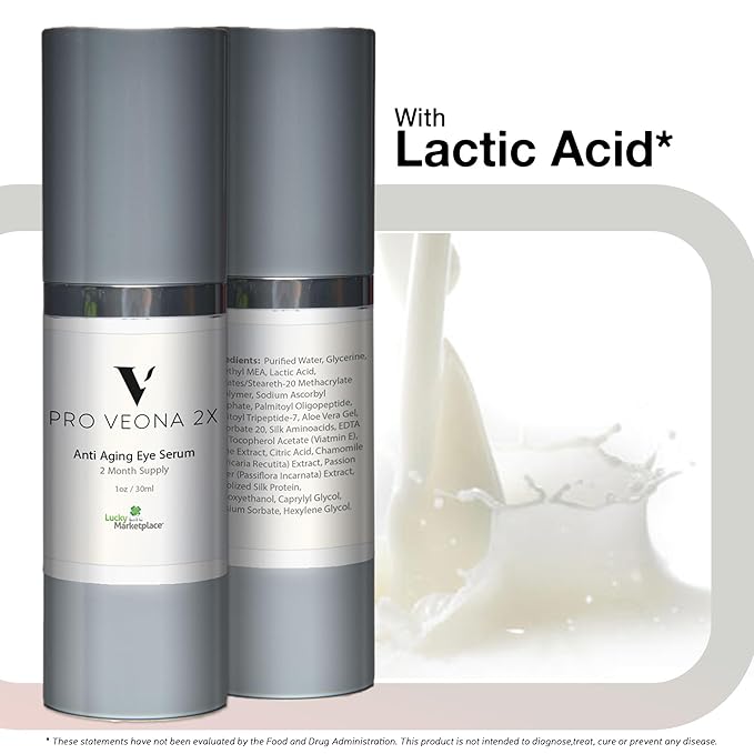 Pro Veona 2x Eye Serum - Anti Aging Eye Serum for Dark Circles & Puffiness - 2 Month Supply - Promote Collagen Production & Skin Cell Renewal - Under Eye Treatment - Vitamin C & E - Wrinkle-Correcting