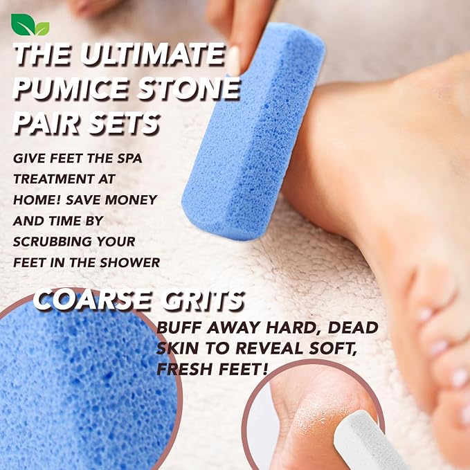 Earth & I Foot Stone Pumice 2 Grits 4pcs: Heel Exfoliator for Feet, Pumice Stone Feet, Heel Scrubber, Pedicure Callus Remover, Pumice Sponge for feet, feet Scrubber, feet Dead Skin Remover, Foot File