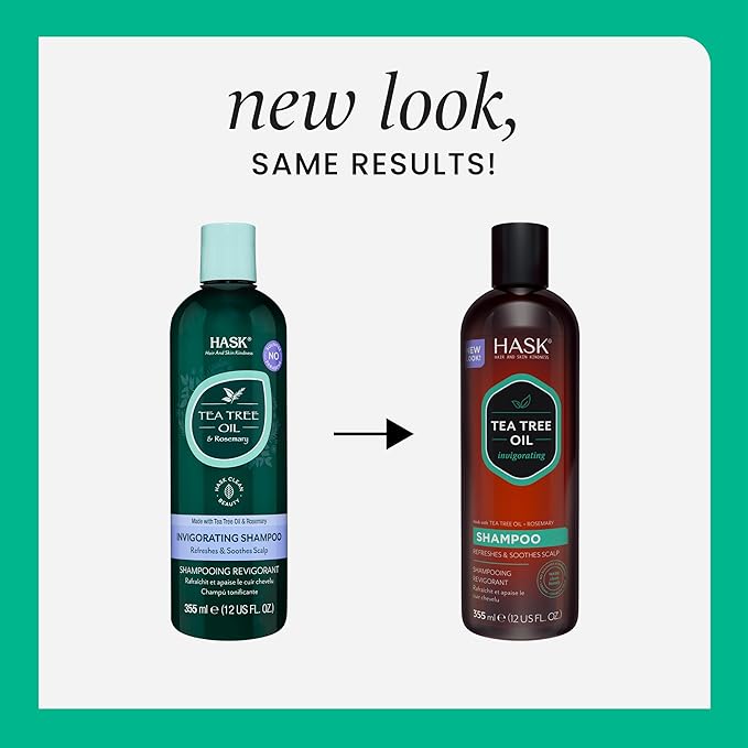 HASK Tea Tree Oil & Rosemary Invigorating Shampoo + Conditioner Set | Refreshes Scalp, Soothes, Sulfate-Free, Paraben-Free, Gluten-Free, Color Safe | 12oz each