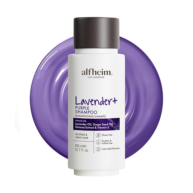 ALFHEIM Lavender+ Purple Shampoo for Blonde, Silver & Color Treated Hair Travel Size – Neutralizes Brass & Yellow Tones, Restores Cool Brightness – with Quinoa Extract & Vitamin E – Sulfate-Free
