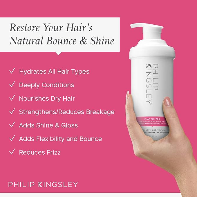 PHILIP KINGSLEY - Elasticizer | Deep Conditioner | Repair Hair Mask Treatment for All Hair Types | Pre-Shampoo Deep Conditioning Mask | Hydrates, Adds Shine and Reduces Breakage and Frizz | 16.9oz