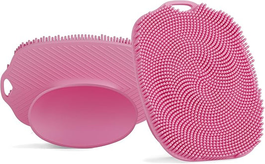 2 PCS Face Scrubber, Soft Silicone Face Exfoliator with Suction Cup for Man and Women Deep Skin Clean, Gentle Facial Cleaning Brush Suitable for All Sensitive Skin (Pink)