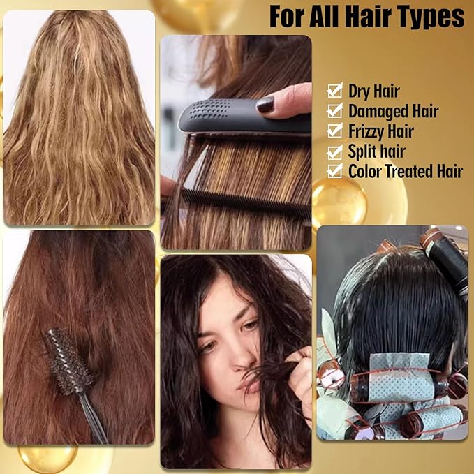 Keratin Hair Treatment Serum,Hair Serum Treatment for Dry Damaged Hair,Hair Oil Capsules with Keratin,Argan Oil-Leave-in Anti Frizz Conditioner with Vitamins A, C, E & B5- No Rinse for All Hair Types