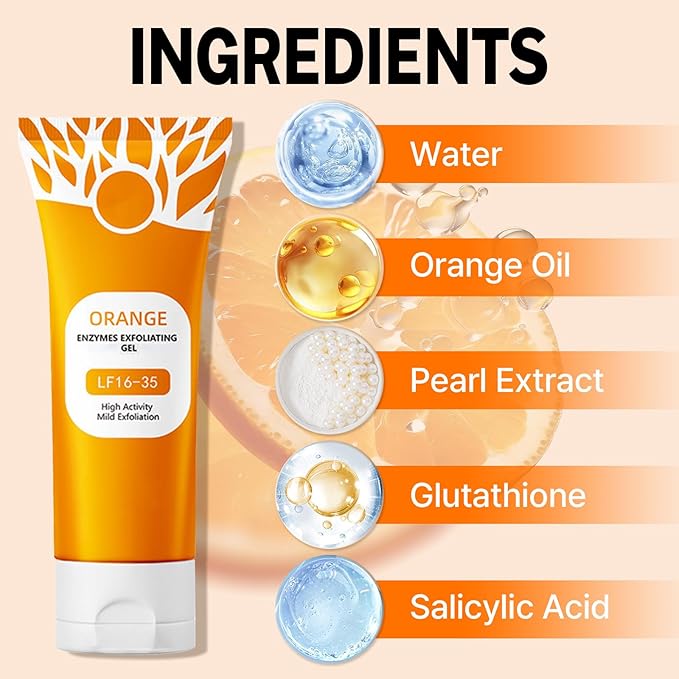 3Pcs Orange Exfoliating Gel for Face & Body, Orange Enzymes Exfoliatings Gels, Upgraded Deep Pore Oranges Peeling Scrub, Moisturize Cleansing Skin for All Types Skin
