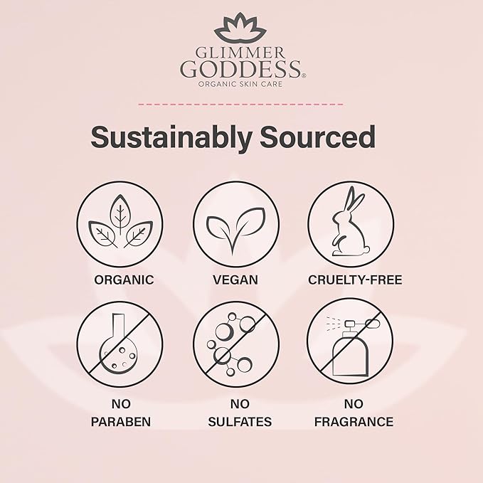 Glimmer Goddess Organic Whipped Body Butter for Women - Moisturizer Cream with Shea & Cocoa Butter, Almonds & Coconut Oil - Rose Geranium Lavender, 8oz