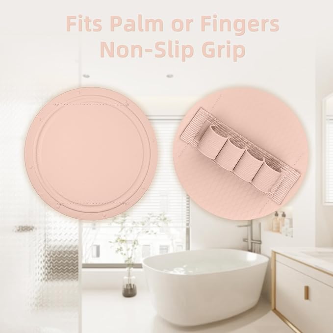 3-Pack Bath Scrubber Kit: 2 Silicone Exfoliating Pats & Double-Sided Long Handle Back Scrubber Bath Puff for Deep Cleansing. (2 Pink & Pink)