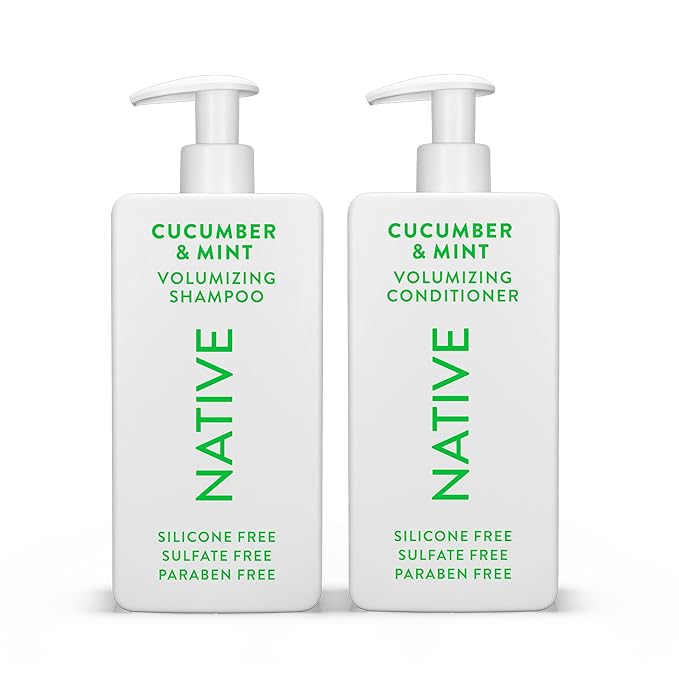 Native Shampoo and Conditioner Contain Naturally Derived Ingredients | All Hair Type Color & Treated From Fine to Dry Damaged, Sulfate & Dye Free - Cucumber & Mint, 16.5 fl oz each (2 pack)
