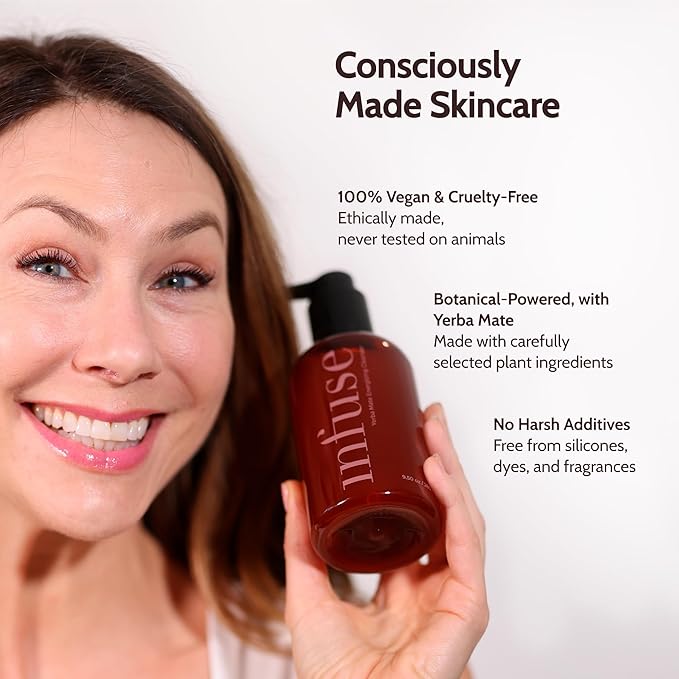 Infuse Yerba Mate Energizing Cleanser – Gentle Foaming Face Wash for Mature Skin – Hydrating Facial with Niacinamide & Antioxidants – Daily Cleanser, 150ml