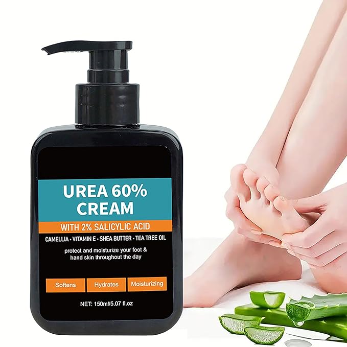 60% Urea Cream with 2% Salicylic Acid, Urea Cream 60 Percent for Feet & Hands, Maximum Strength Moisturizer for Rough, Dry, Thick & Cracked Skin, Callus Remover, Deep Hydration 5.07 oz