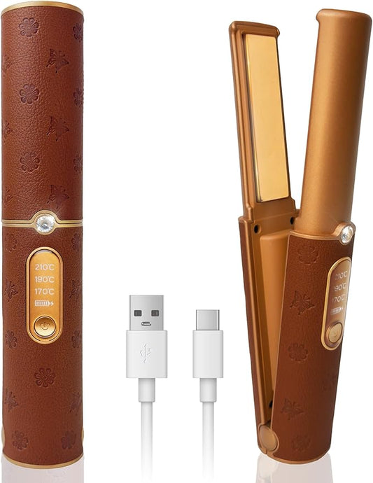 Cordless Hair Straightener, Portable Straightener 2 in 1 for Hair Straightening and Curling,5000mAh Mini Travel Hair Straightener,Fast Heating Titanium Flat Iron, 210°C/410°F Within Seconds(Urban OL)