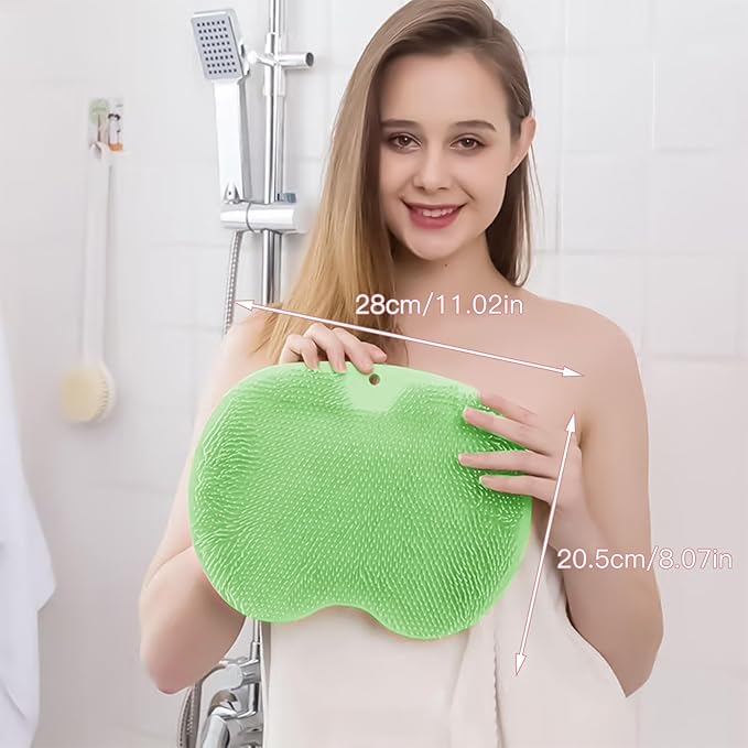 4-Pack Bath Scrubber Mat for Back Scrubbing and Foot Exfoliation - Dual-Use Shower Mats with Non-Slip Suction Cups - Soft, Durable, and Hygienic - Perfect for Full-Body Cleansing and Spa-Like Comfort