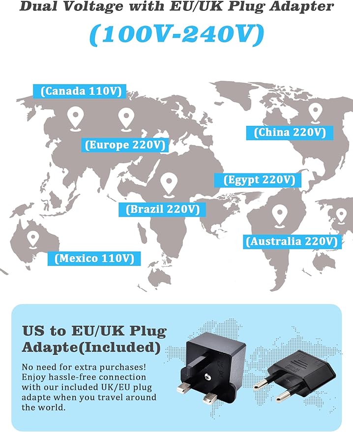 Mini Curling Iron for Travel,110~240V Dual Voltage with European Plug Adapter,Small Curling Iron for Short Hair,Tiny Curling Irons for Women,Anti-Scald Cover,Auto-Off,5 Temp Settings,1 Inch(Blue)