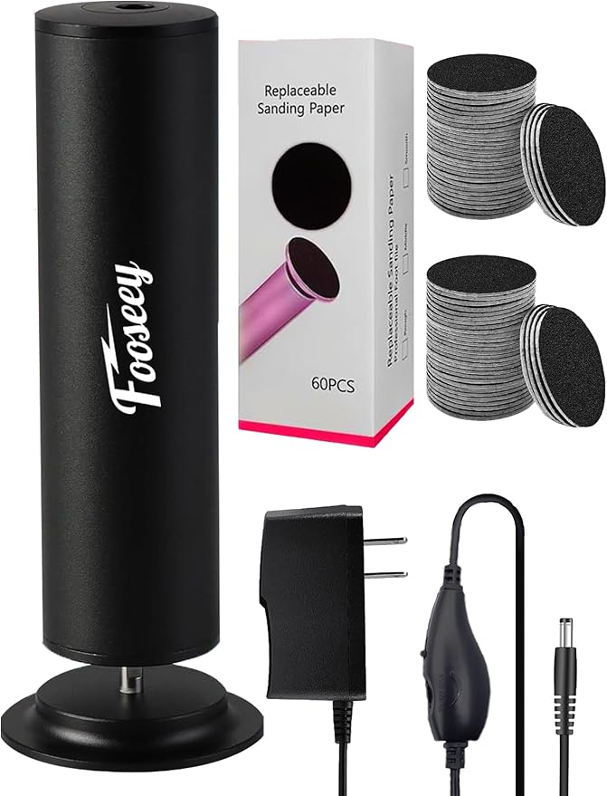 Dermave Foot Callus Remover, Professional Pedicure Tool for Feet with 60pcs Sandpaper Discs, Electric Callus Remover for Feet,Adjustable Speed Aluminum Foot File for Dead Skin, Black