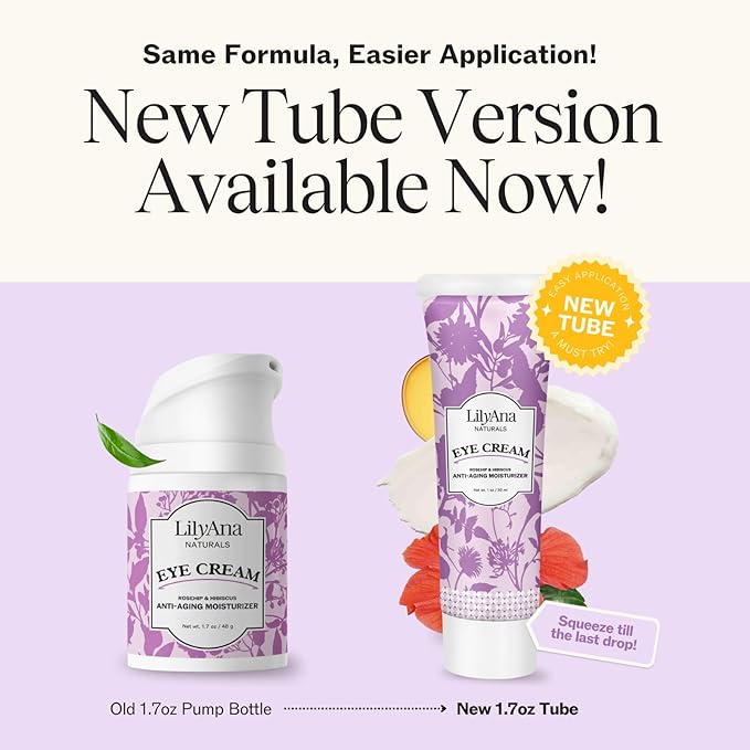 LilyAna Naturals Eye Cream for Dark Circles and Puffiness, Under Eye Cream for Wrinkles and Bags, Anti Aging helps Improve Dryness; for Sensitive Skin (1.7 Ounce, Pack of 2)