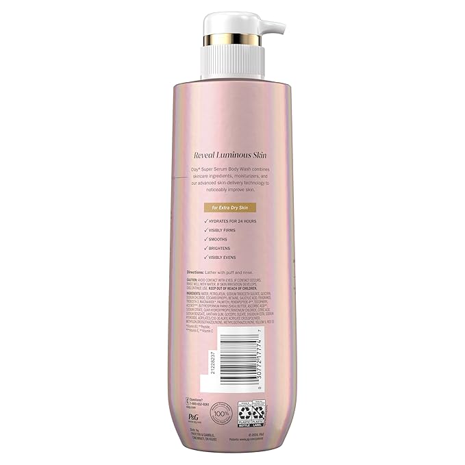 Olay Super Serum Body Wash + Hand & Body Lotion Bundle for Dry Skin, 24hr Long Lasting Hydration, 5+ Ingredient Serum Complex for Luminous Skin, 18.5 fl oz (Pack of 2)