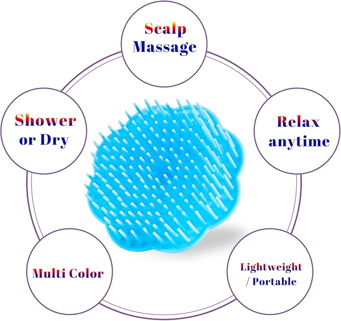 Hair Scalp Exfoliator Brush Dandruff Cleaning Brush, Flexible Scalp Massager Brush, Shower Scalp Shampoo Brush for Home, Office, Travel and Pets 2-Pack