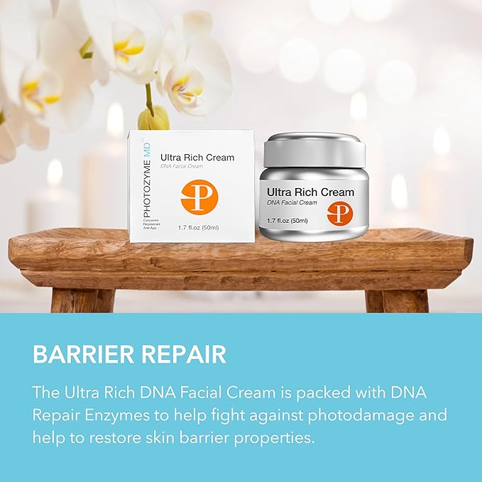 Photozyme Ultra Rich DNA Facial Cream - Hydrating Superfoods - with DNA Repair Enzymes, and Antioxidants - Helps Repair Photodamage and Dry Skin - for All Skin Types - 1.7 Fl Oz. / 50 ml