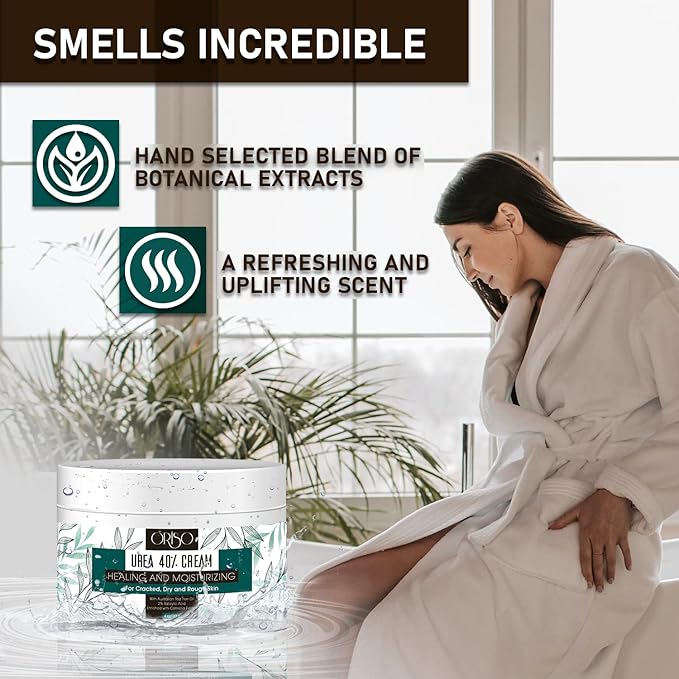 Urea Cream 40 Percent - Intensive Hydration for Dry and Cracked Heels, Feet, Hands, Elbows and Knees - Callus Remover for Women with Salicylic Acid - Helps Athletes Foot - Foot Odor - 4 oz