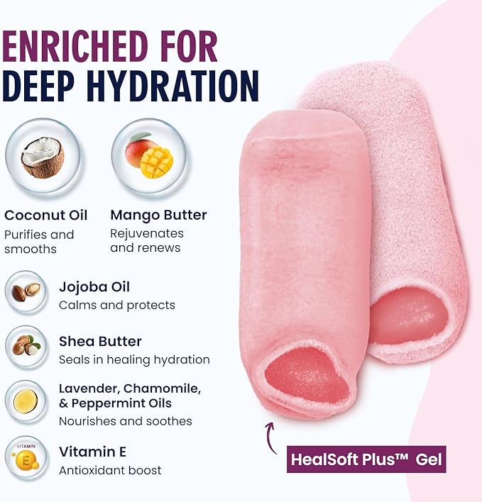 Dr. Frederick’s Original Moisturizing Gel Socks for Men & Women – Dry Feet & Cracked Heel Treatment – Full Foot Gel Lining with Mango Butter, Shea Butter, Jojoba & Coconut Oil – Plush Pink