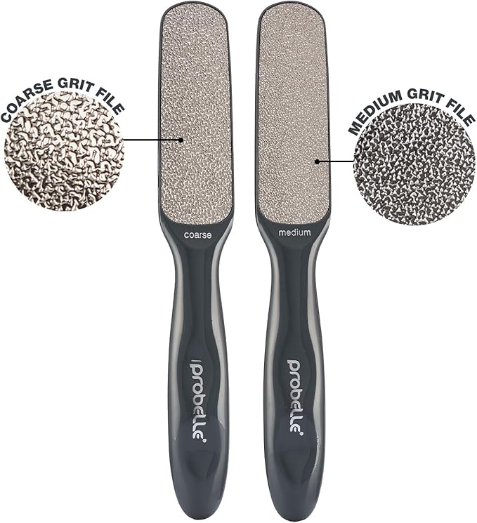 Probelle Double Sided Multidirectional Nickel Foot File Callus Remover - Immediately Reduces calluses and Corns to Powder for Instant Results, Safe Tool (Dark Grey)