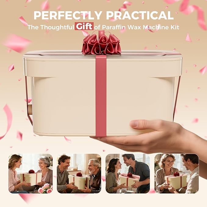 7000ml Paraffin Wax Machine for Hand and Feet, Hand Wax Paraffin Machine Bath with 4.4 lbs Scent-Free Paraffin Wax Refills for Hands, Feet, Elbows & Body to Relieve Stiff Muscles & Joints